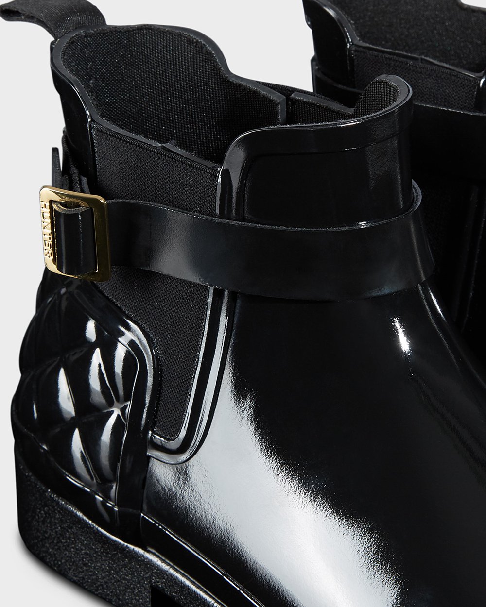 Botas Chelsea Hunter Feminina Pretas - Refined Slim Fit Quilted Gloss - 10MEWOZVS